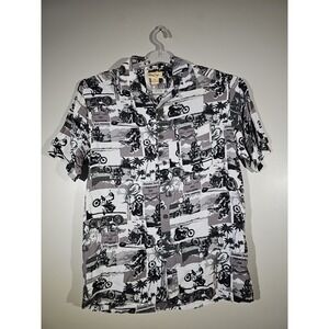 Panama Jack Hawaiian Shirt Mens Size Medium Motorcycle Club Maui Button Up Rayon